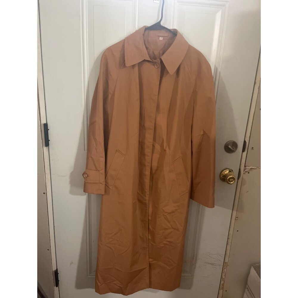 Sears The Fashion Place vintage caramel button front collars rain coat size 16